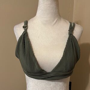 JLUXLABEL Green Ribbed Ruched Sleeveless Bra